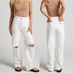 Abrand A '94 High & Wide Distressed Jeans in White Wash